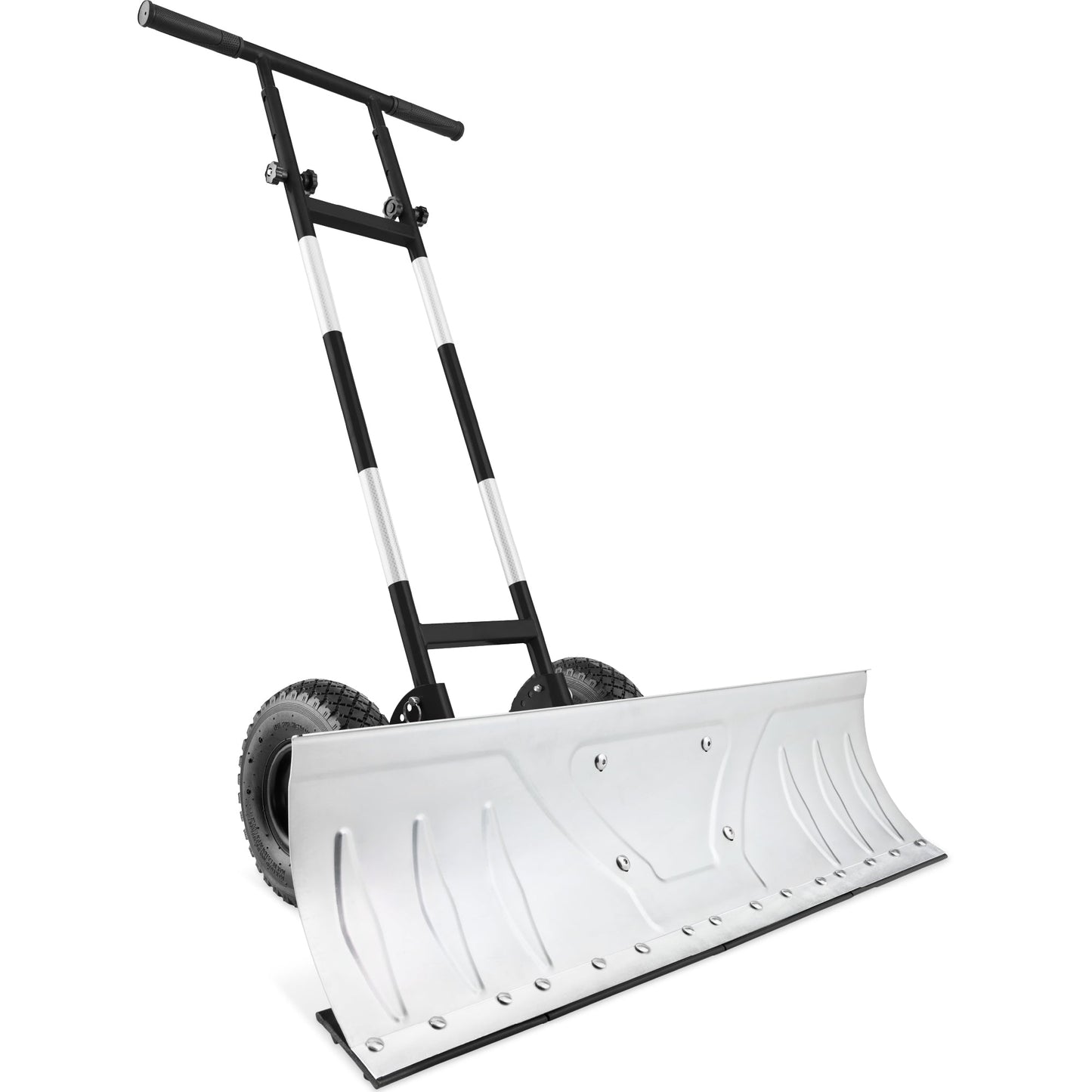 36" Heavy-Duty Snow Pusher with Wheels – Adjustable Steel Blade