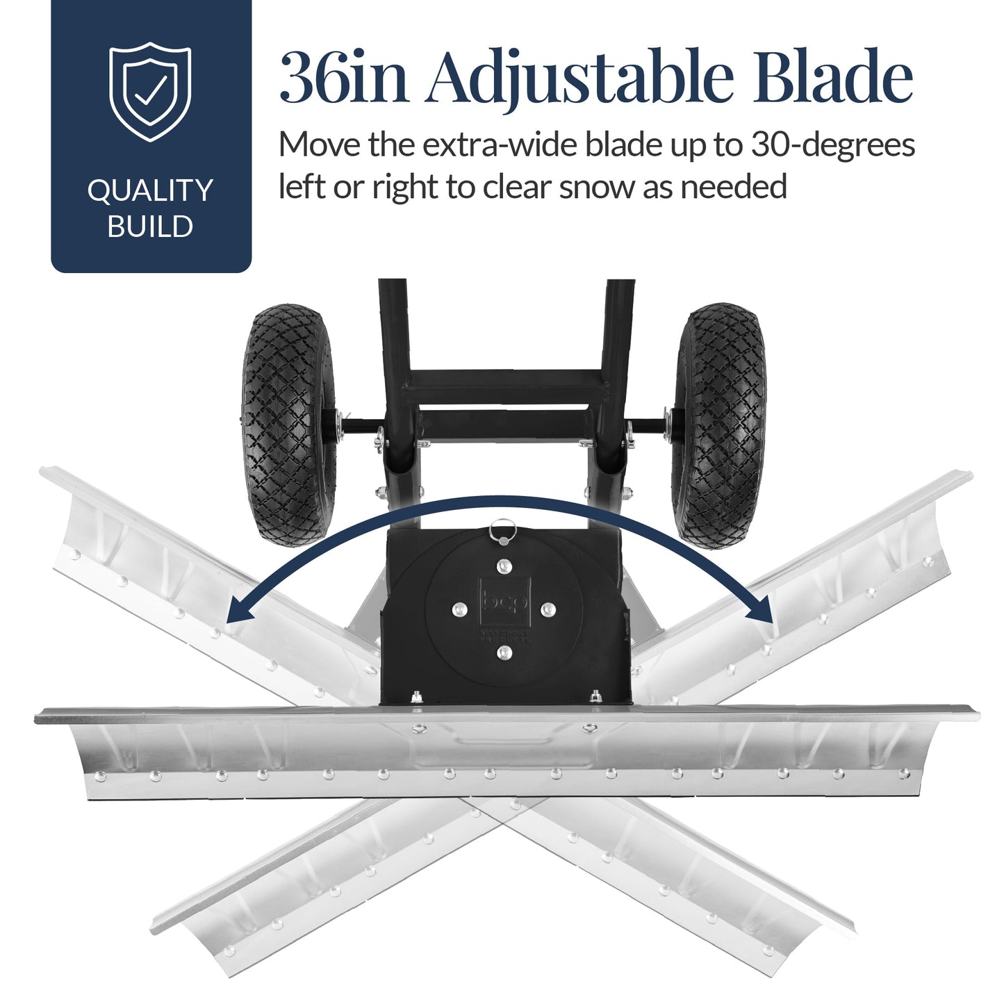36" Heavy-Duty Snow Pusher with Wheels – Adjustable Steel Blade