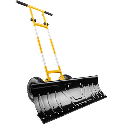 36" Heavy-Duty Snow Pusher with Wheels – Adjustable Steel Blade