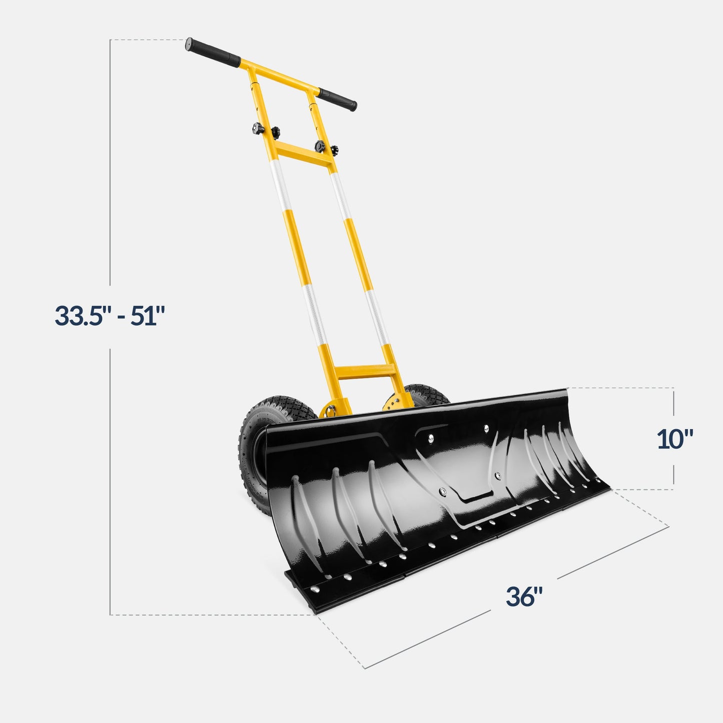 36" Heavy-Duty Snow Pusher with Wheels – Adjustable Steel Blade
