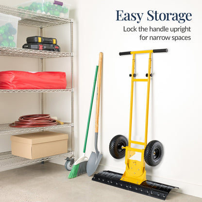 36" Heavy-Duty Snow Pusher with Wheels – Adjustable Steel Blade