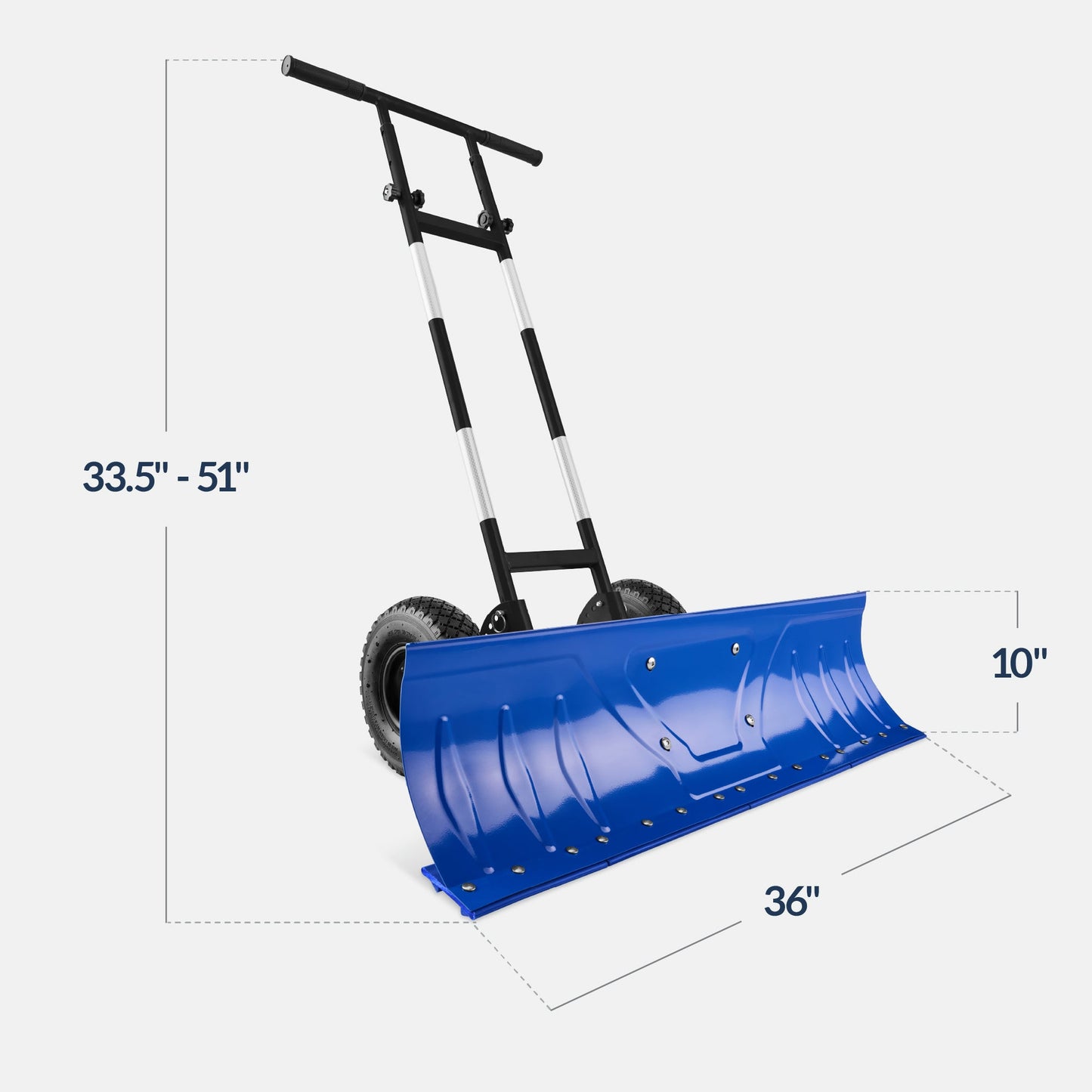 36" Heavy-Duty Snow Pusher with Wheels – Adjustable Steel Blade
