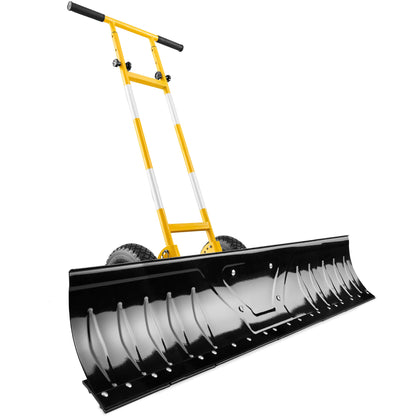 48" Heavy-Duty Snow Pusher with Wheels – Adjustable Steel Blade