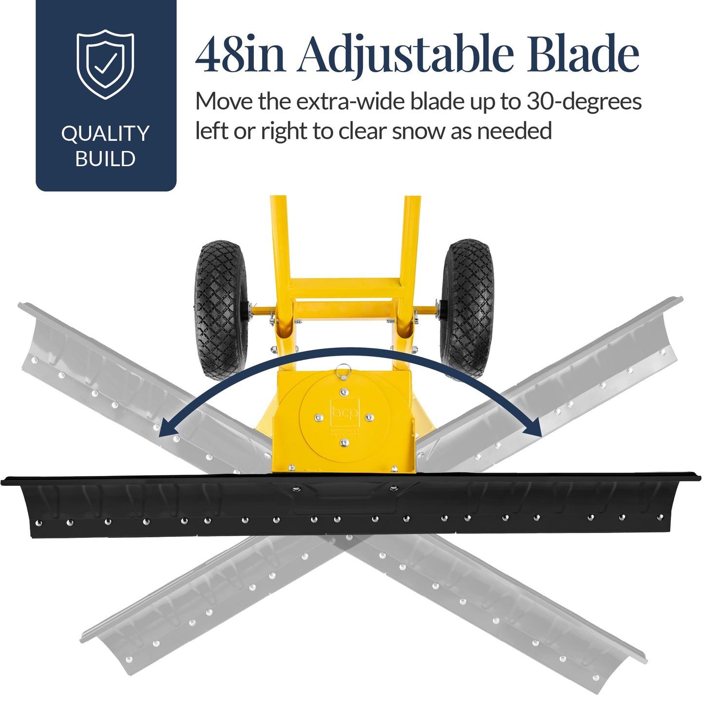 48" Heavy-Duty Snow Pusher with Wheels – Adjustable Steel Blade