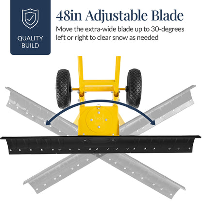 48" Heavy-Duty Snow Pusher with Wheels – Adjustable Steel Blade