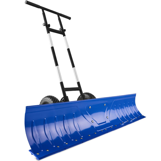 48" Heavy-Duty Snow Pusher with Wheels – Adjustable Steel Blade
