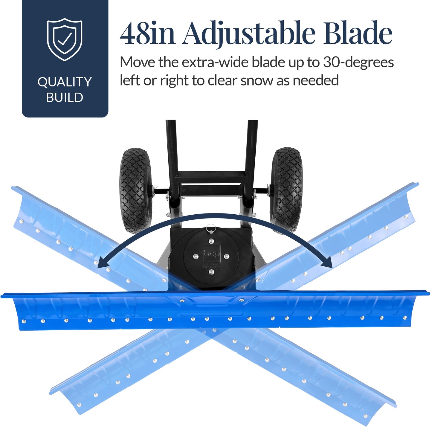 48" Heavy-Duty Snow Pusher with Wheels – Adjustable Steel Blade