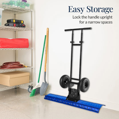 48" Heavy-Duty Snow Pusher with Wheels – Adjustable Steel Blade