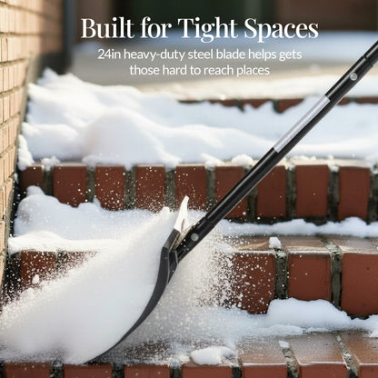 24" Heavy-Duty Snow Pusher – Ergonomic Hand Plow