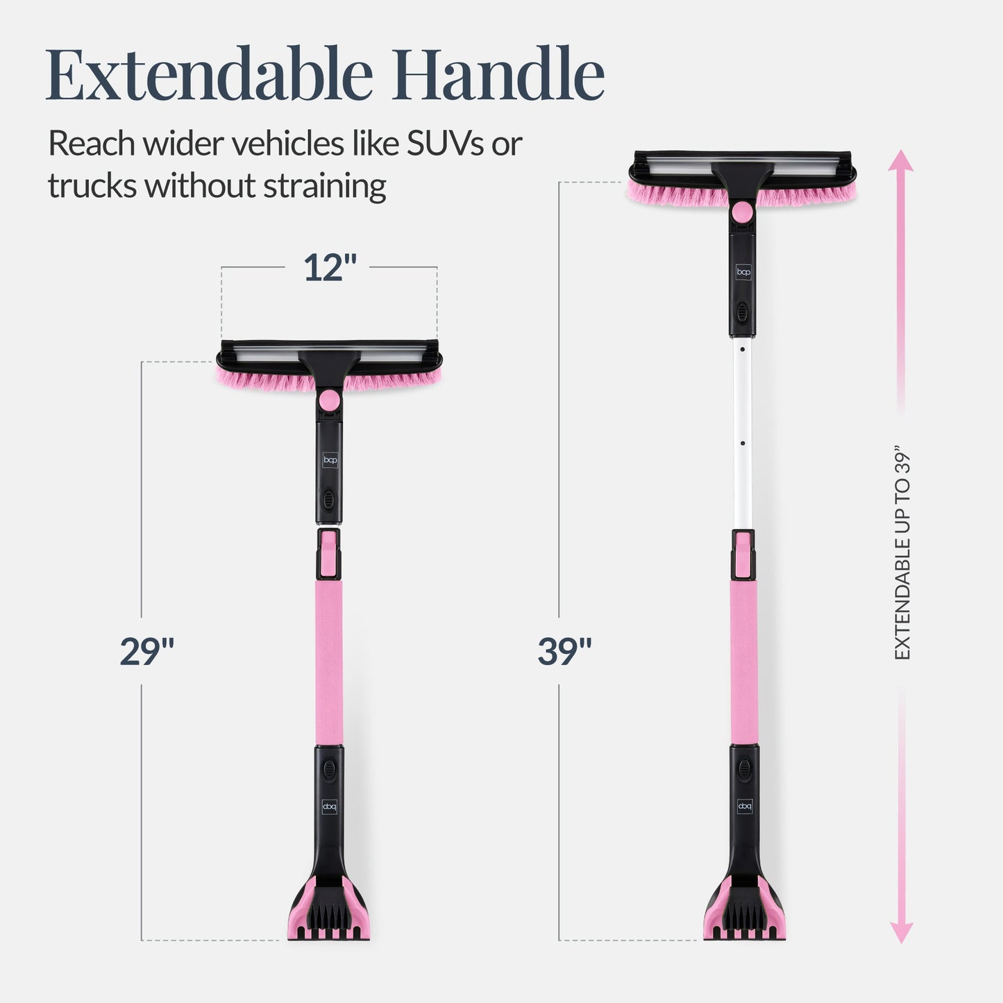 39" Extendable Snow Brush with Ice Scraper & Squeegee