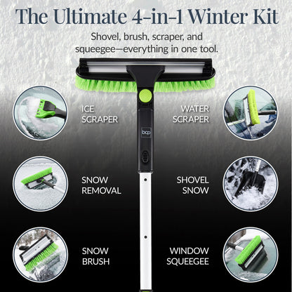 4-in-1 Snow Brush with Shovel, Ice Scraper & Squeegee