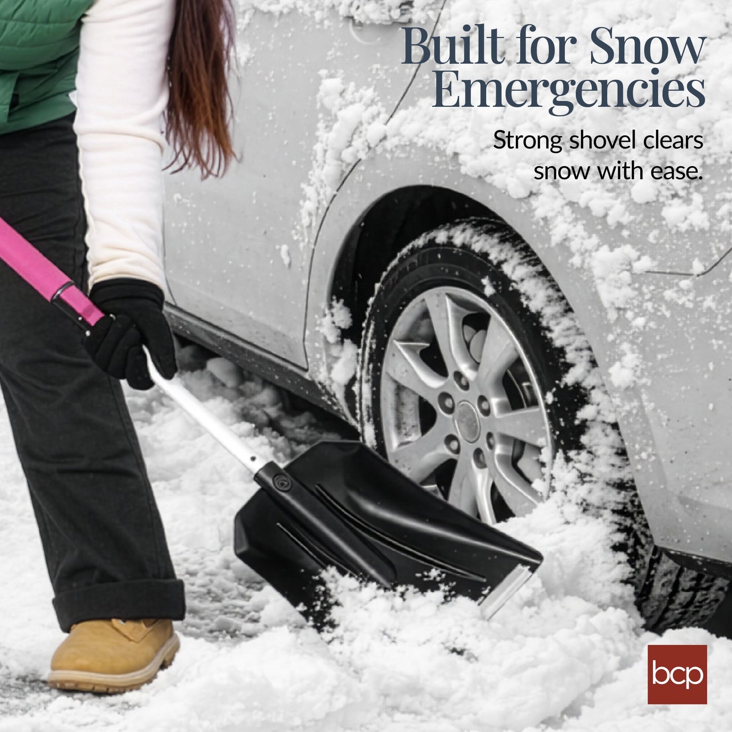 4-in-1 Snow Brush with Shovel, Ice Scraper & Squeegee