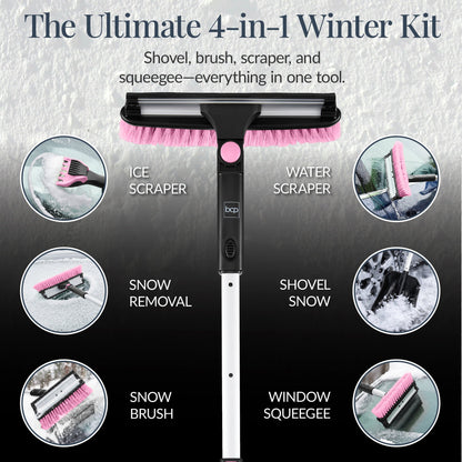 4-in-1 Snow Brush with Shovel, Ice Scraper & Squeegee