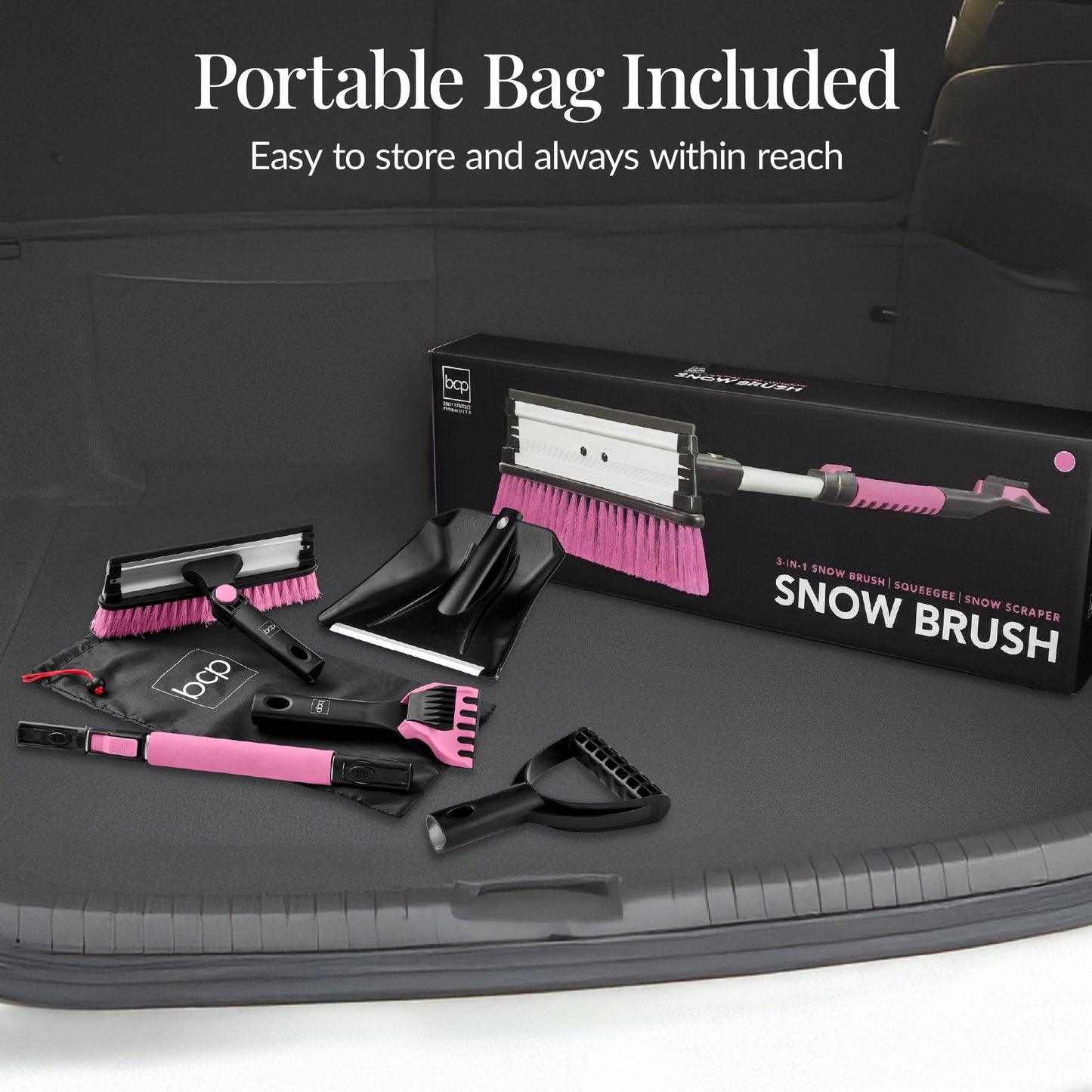 4-in-1 Snow Brush with Shovel, Ice Scraper & Squeegee