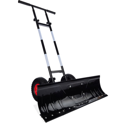 36" Heavy-Duty Snow Pusher with Wheels – Adjustable Steel Blade