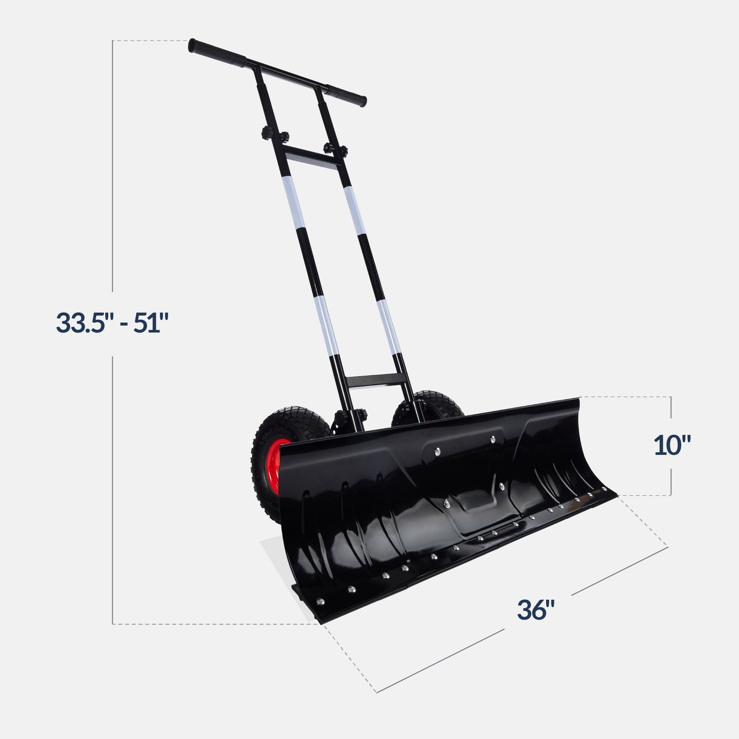 36" Heavy-Duty Snow Pusher with Wheels – Adjustable Steel Blade