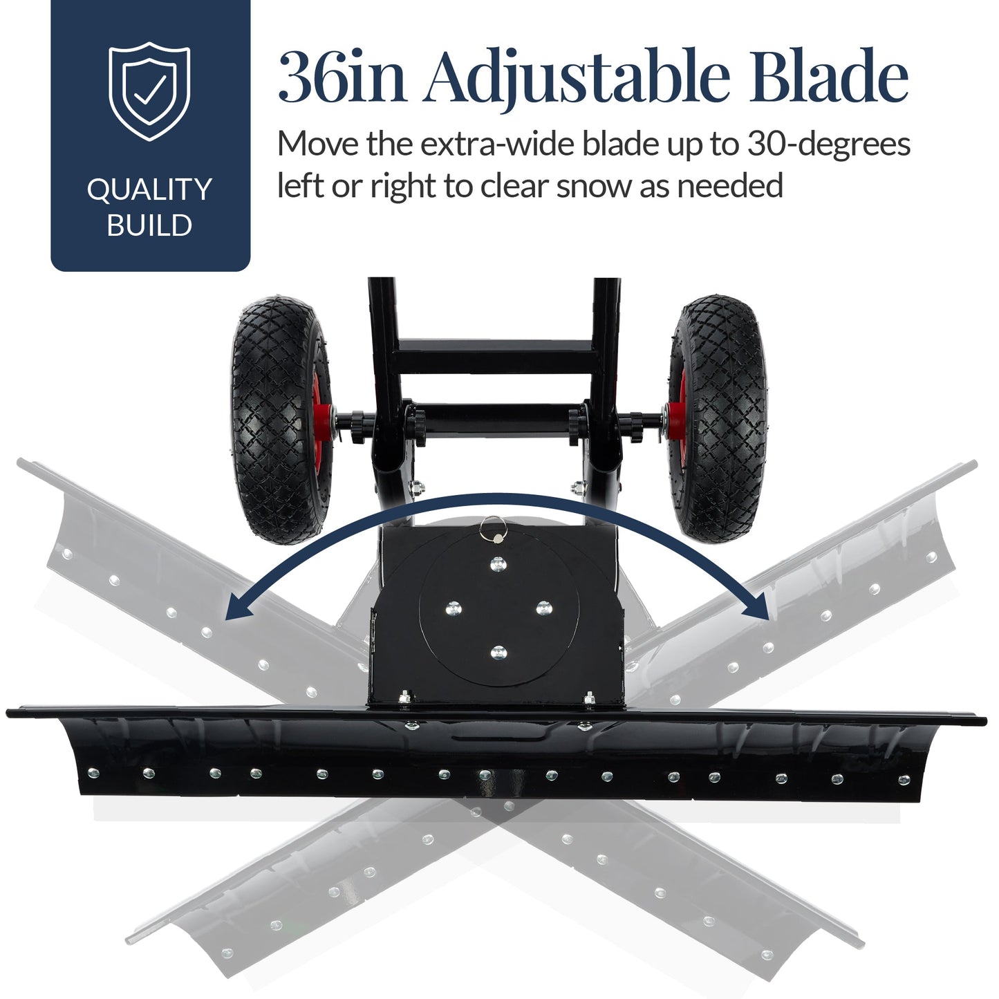 36" Heavy-Duty Snow Pusher with Wheels – Adjustable Steel Blade