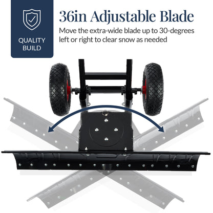 36" Heavy-Duty Snow Pusher with Wheels – Adjustable Steel Blade